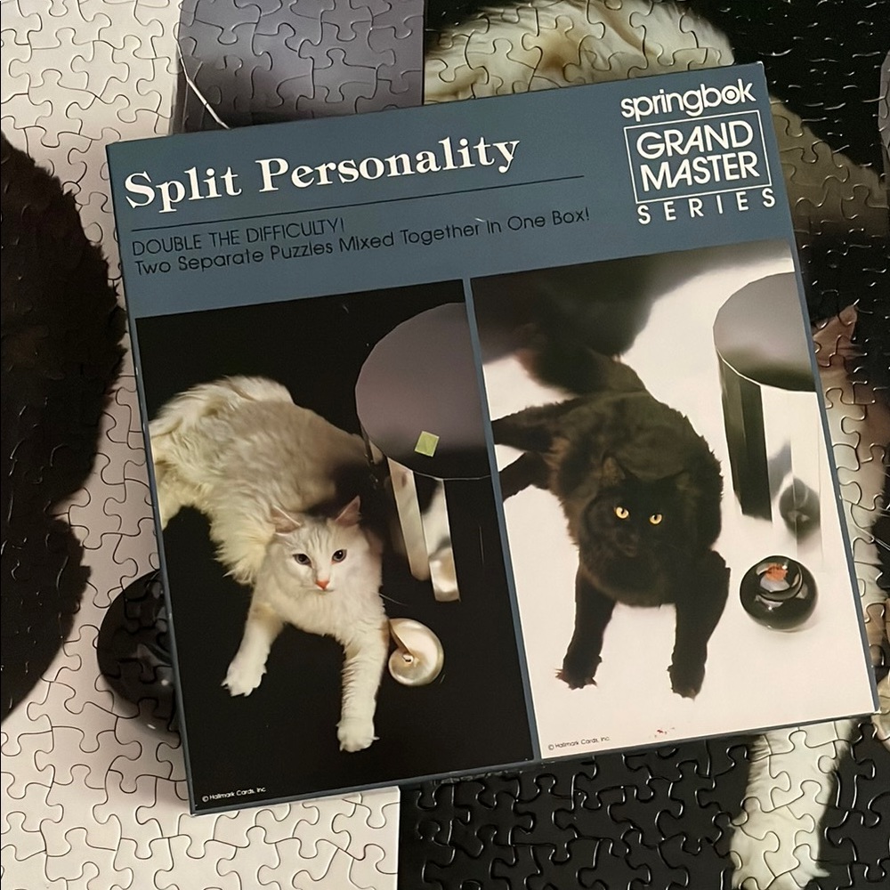 **Missing 1 Vintage Springbok Split Personality Cat Puzzle - Black and White